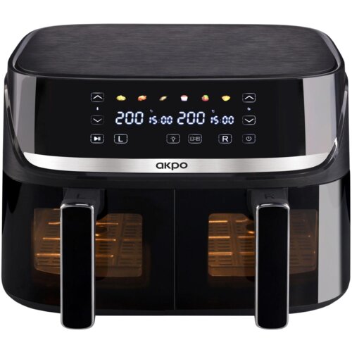 Air Fryer Frytkownica beztłuszczowa AKPO ABF 900CY 9l z podwójnym koszem i okienkem do obserwacji postępów gotowania