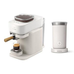 Ekspres PHILIPS Baristina BAR302/20 z zautomatyzowanym procesem mielenia i zaparzania + Spieniacz PHILIPS Baristina BAR311/00 Biały